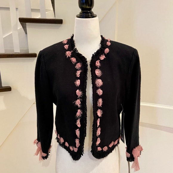 Black & Pink Tweed-Style Jacket - Picture 1 of 7